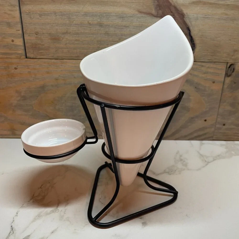 Ceramic Cone Appetizer Fries Carrots and Dip Serving Dish Set
